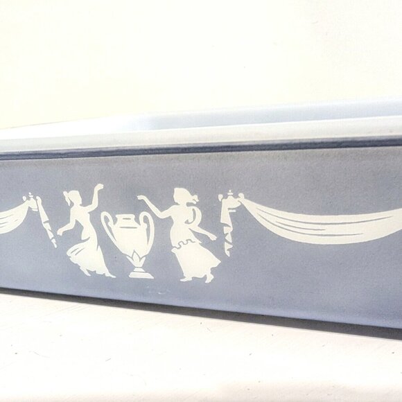 Vintage Glasbake J-247 Grecian Blue and White Milk Glass Baking Dish 9x9x2" VGC - Picture 2 of 9